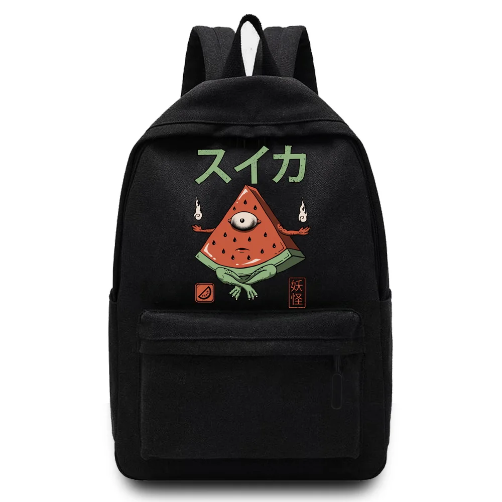 Mochila de viagem casual saco de escola de estudante saco de laptop de grande capacidade lona bonito-monstro impressão unissex organizador bolsa de ombro