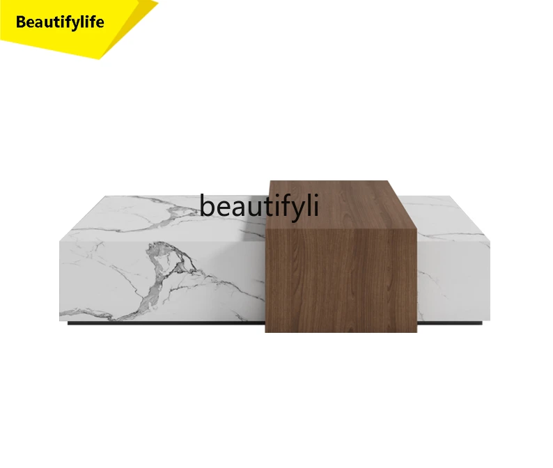 a13 Italian Minimalist Designer Sample Room Stone Plate Coffee Table Light Luxury Modern Large Flat Floor High-End Feeling