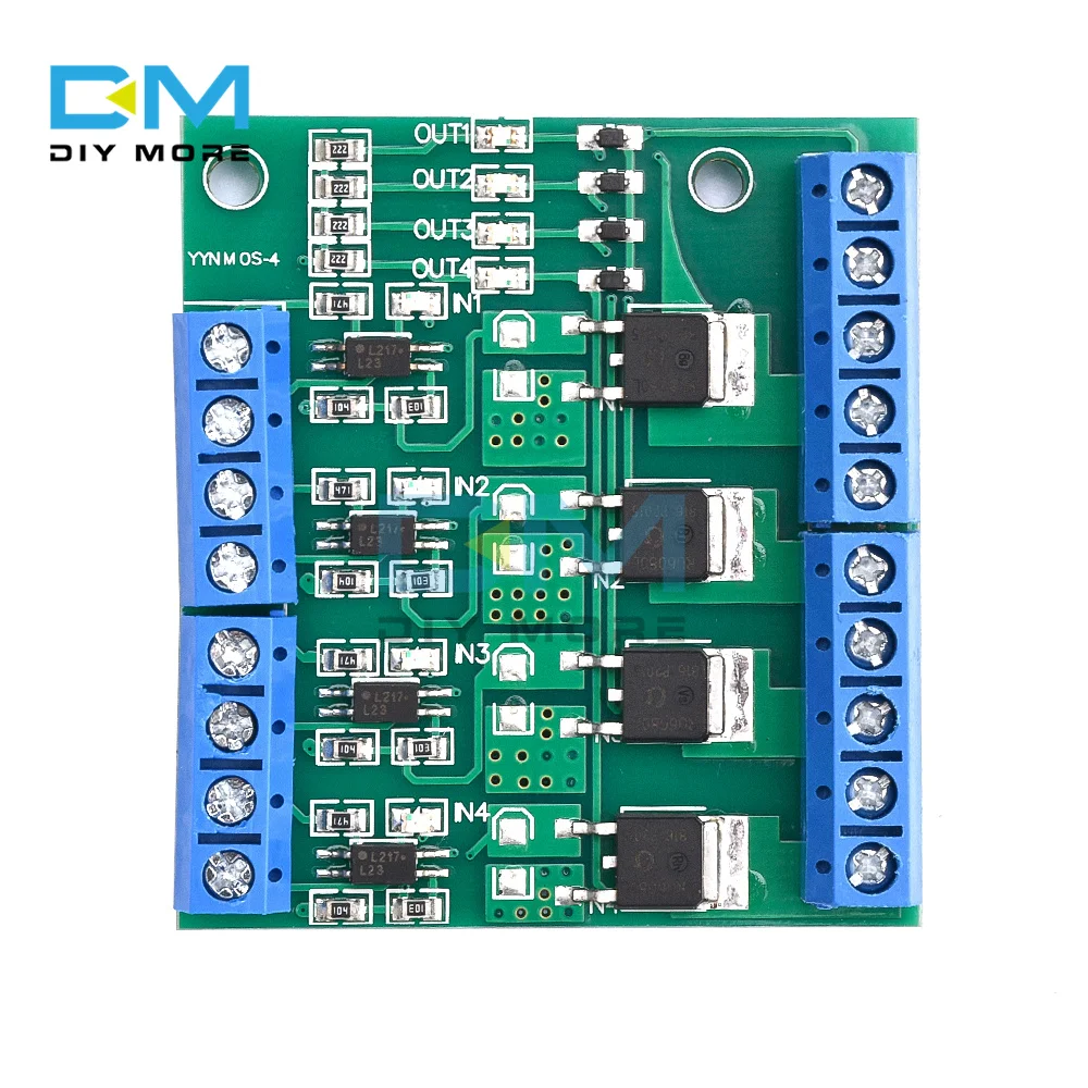 4 Channel MOS Optocoupler Isolation Drive Module DC 3-20V PLC Amplifier Circuit Board PWM 3-20V to 3.7-27V 10A