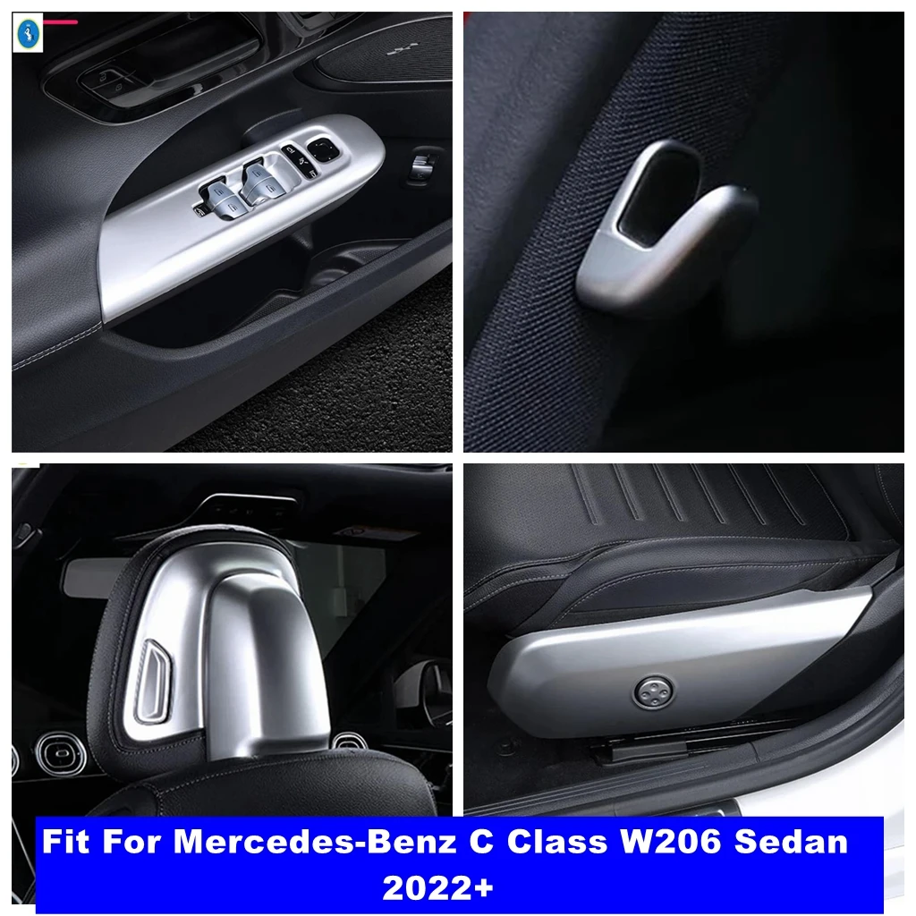 

Matte Car Window Lift Button / Head Rest Adjustment / Safety buckle Cover Trim For Mercedes-Benz C Class W206 Sedan 2022 - 2024