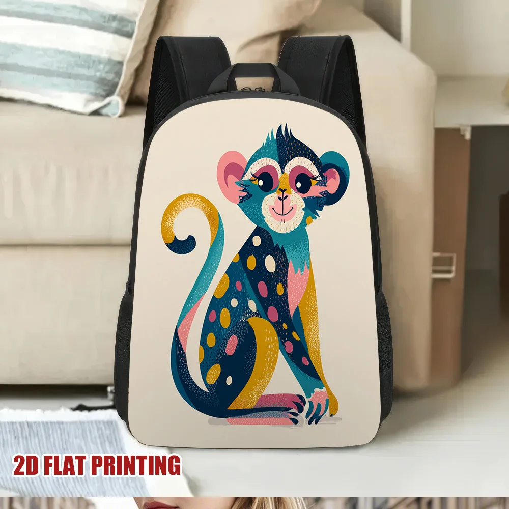 

1 Piece Stylish Vitality Monkey Backpack - Large Capacity Travel Shoulder Bag with Washable Zipper Closure, Backpack for Work