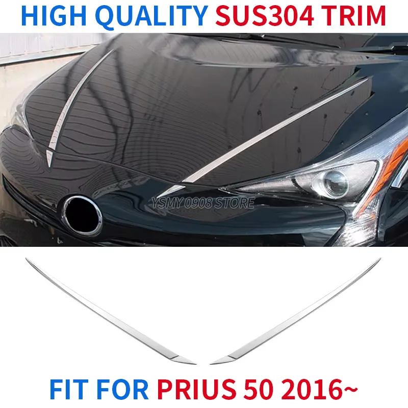 4 Pcs High Grade Chrome Hood Garnish Trim for Toyota Prius 50 2015 2016- Stainless Steel Car Styling Exterior Accessories