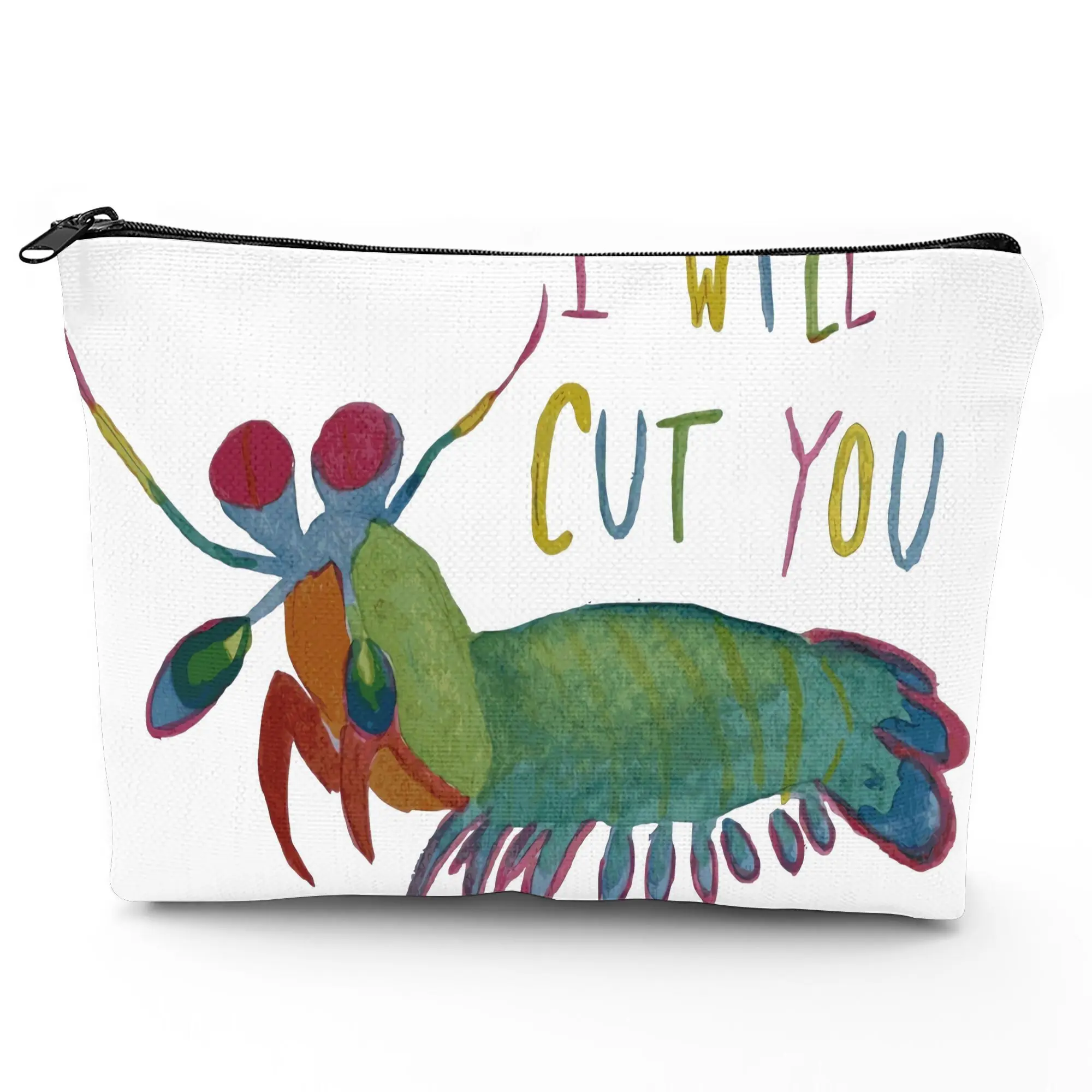1 Piece with Crab Pattern Makeup Bag - Multifunctional Zipper Pouch for Women, Jewelry Storage Bag, Perfect Travel Zipper Storage Bag, Fun Birthday Gift