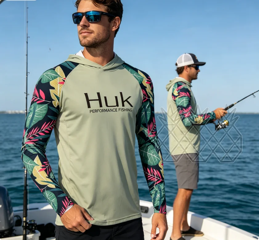 

HUK Men's UV Protection Long Sleeve Fishing Hoodie Outdoor Breathable Performance Camisa De Pesca