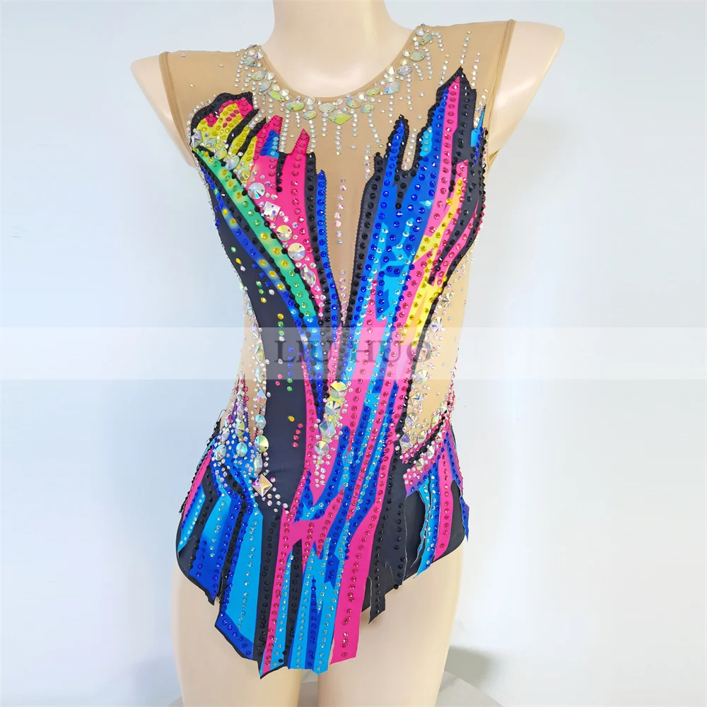 

LIUHUO Rhythmic Gymnastics Leotard Customize Adult Women Girl Costume Performance Competition Dance Dress Teen Multicolour Suit