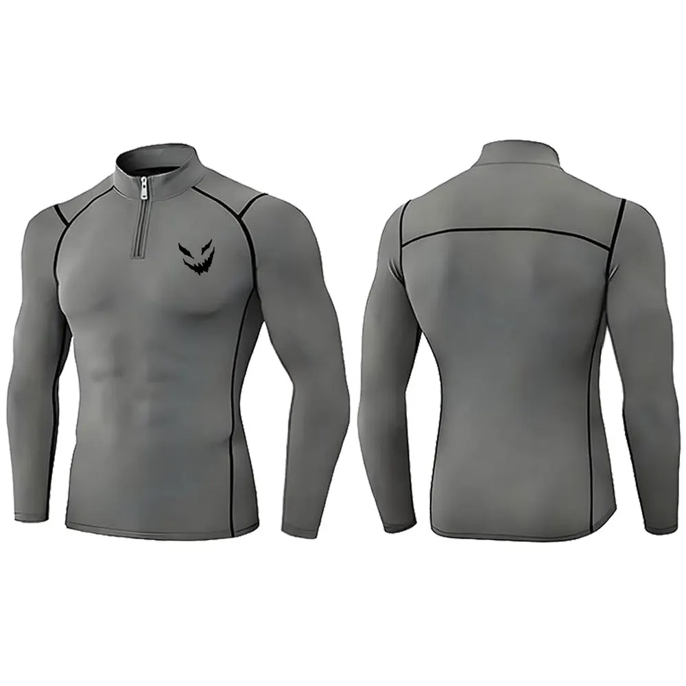 Turtleneck Shirt Mens Running Compression T-Shirt Short Sleeve Sport Tees Gym Fitness Sweatshirt Jogging Tracksuit Homme Tops 2