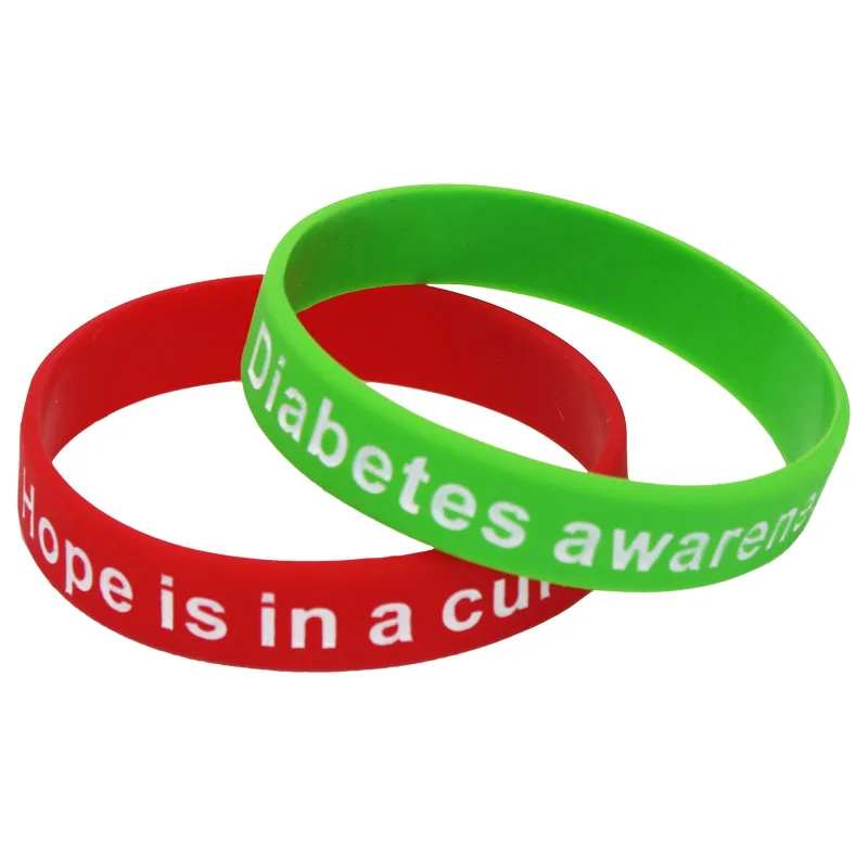 1Pc Diabetes Awareness Silicone Wristband Medical Alert Hope is in a Cure Rubber Bracelets&Bangles Armband Patient Gifts SH112