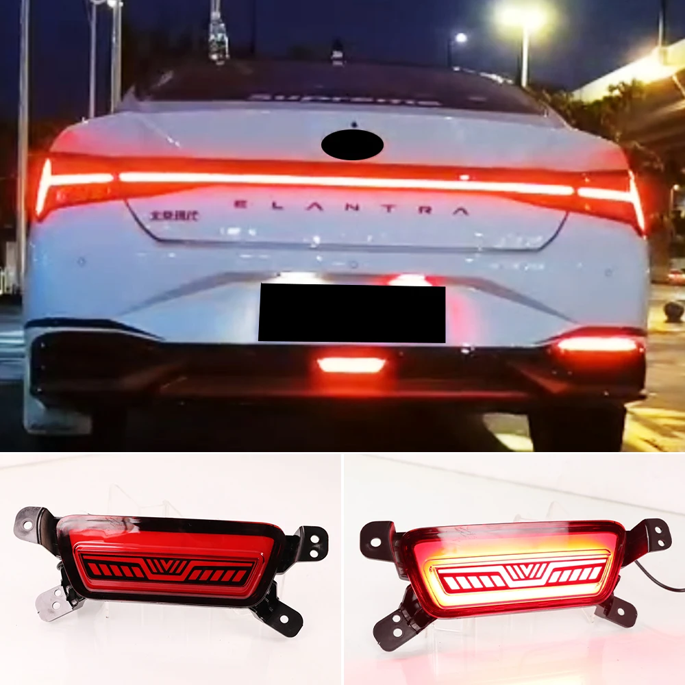 Nice 1Pcs Auto Rear Bumper Reflector Brake Light For Hyundai Elantra 2021 2022 LED Car Warning Fog Lamp driving light