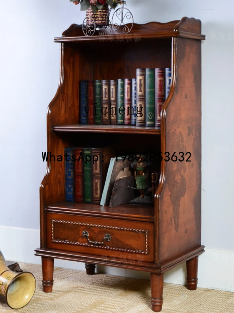 

American Country Bookcase Solid Wood Painted Household Living Room Storage Storage Cabinet