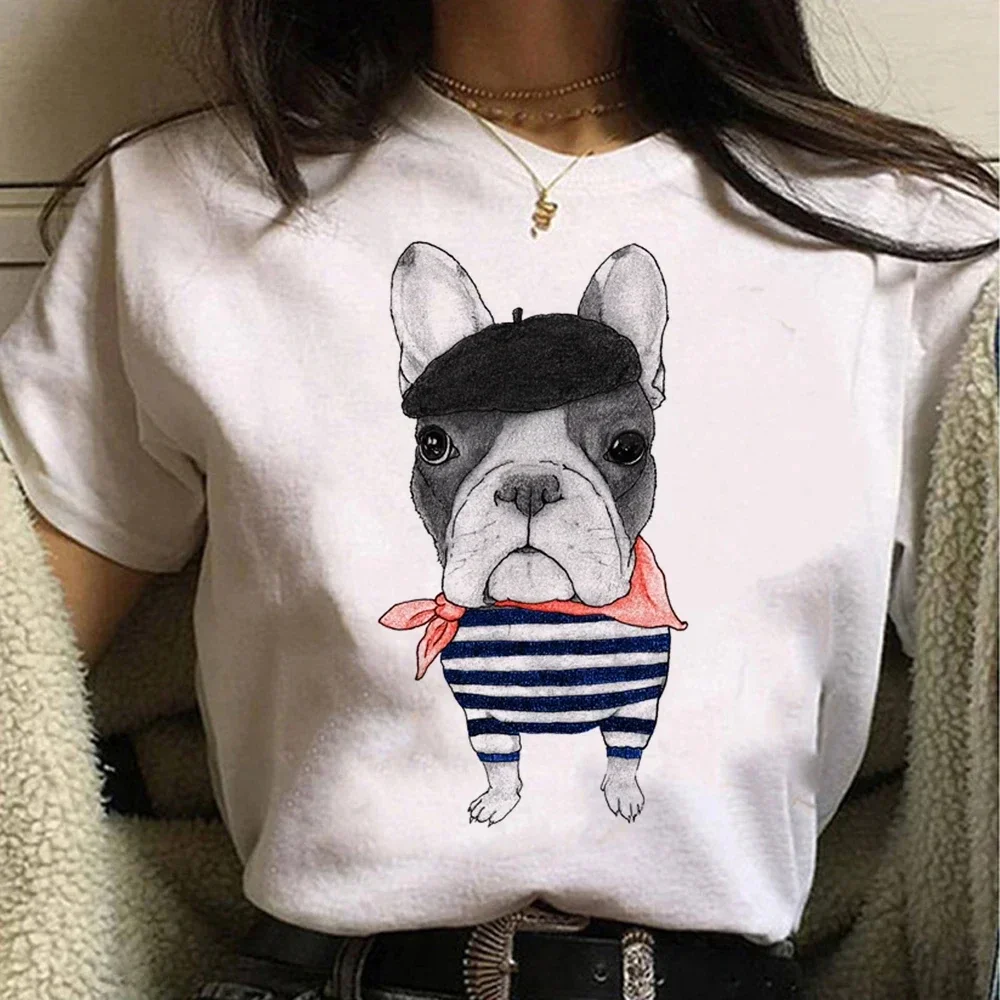 French Sunglasses Bulldog T-shirt Women\'s Pattern T-shirt Girls Japanese Clothing Women\'s Top Shirt Funny Tshirt Female Clothes