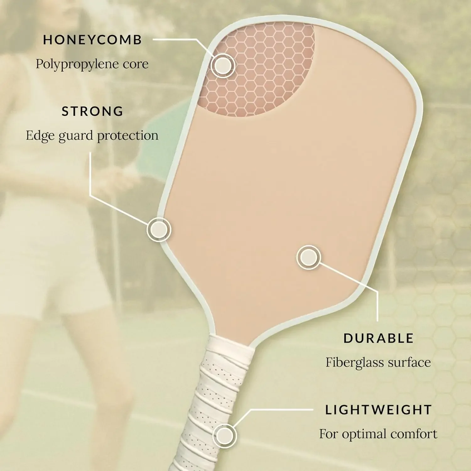 Starter-Set aus Premium-Pickleball-Paddeln und vier (4)-Pickle-Bällen – leichte, wabenförmige Ce- und bequeme Griffe – perfekt