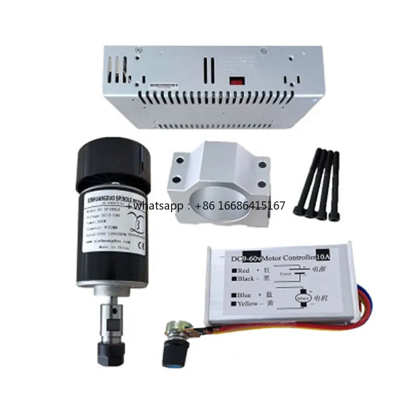 

Air Cooled 0.2KW Spindle Motor CNC 200W ER11 52mm Clamp Speed Governor Power Supply DIY CNC Machine Kit 24V DC 10000RPM