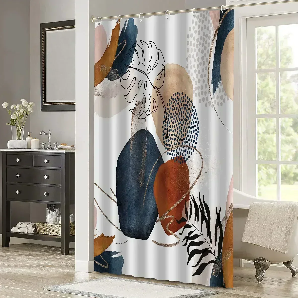 

Abstract Art Bath Curtain - High-Quality Waterproof, Mildew-Proof Bathroom Decor for a Modern Home Aesthetic Feel