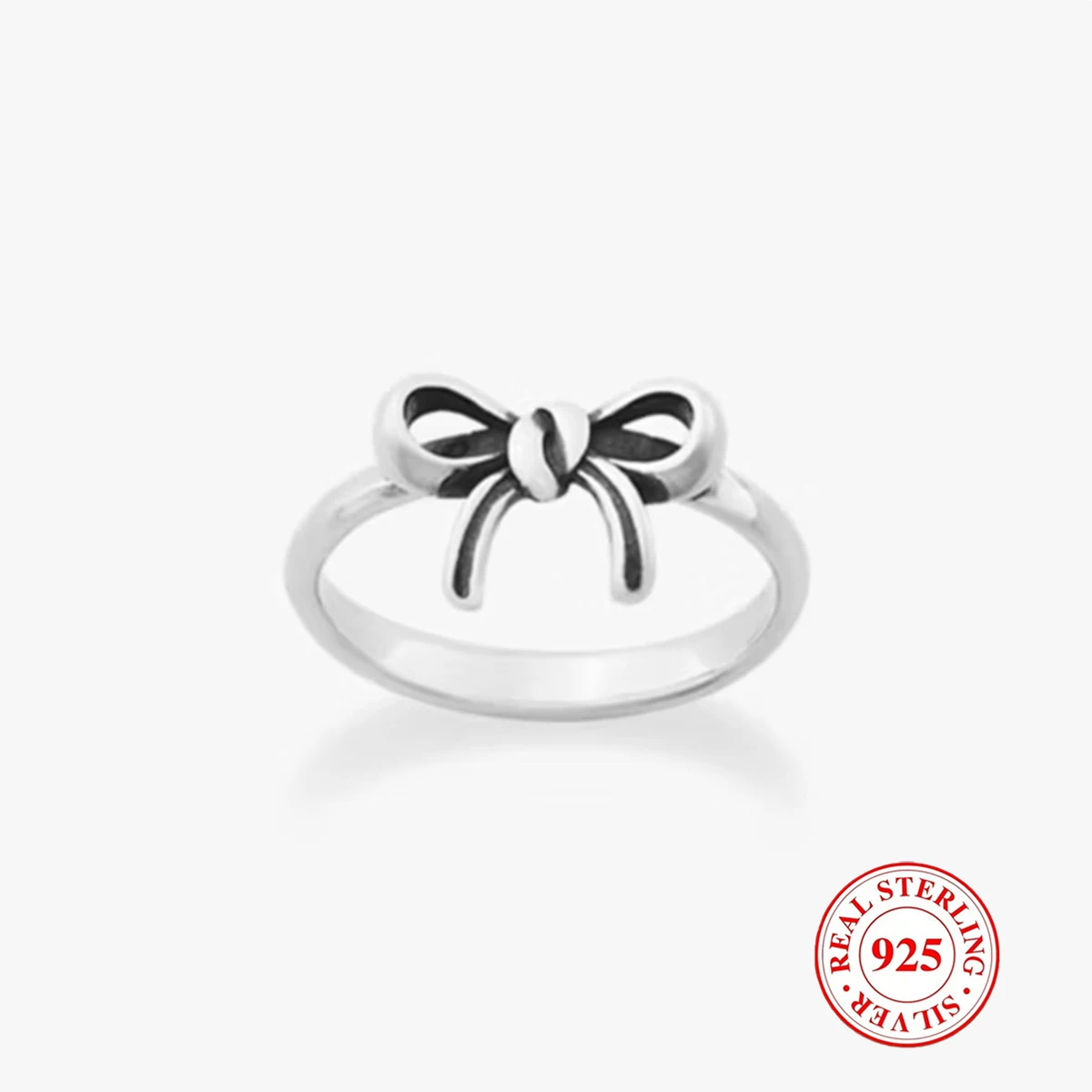 1 szt. Pierścionek ze srebra próby S925 z kokardką, uroczy i wykwintny pierścionek DIY, odpowiedni do codziennego noszenia i dekoracji DIY dla kobiet.