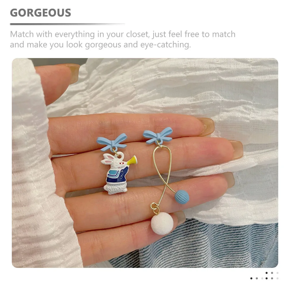 

1Pair Long Tassel Bunny Drop Earrings Pendant Earrings Asymmetrical Fashion Jewelry Women Birthday Wedding Prom