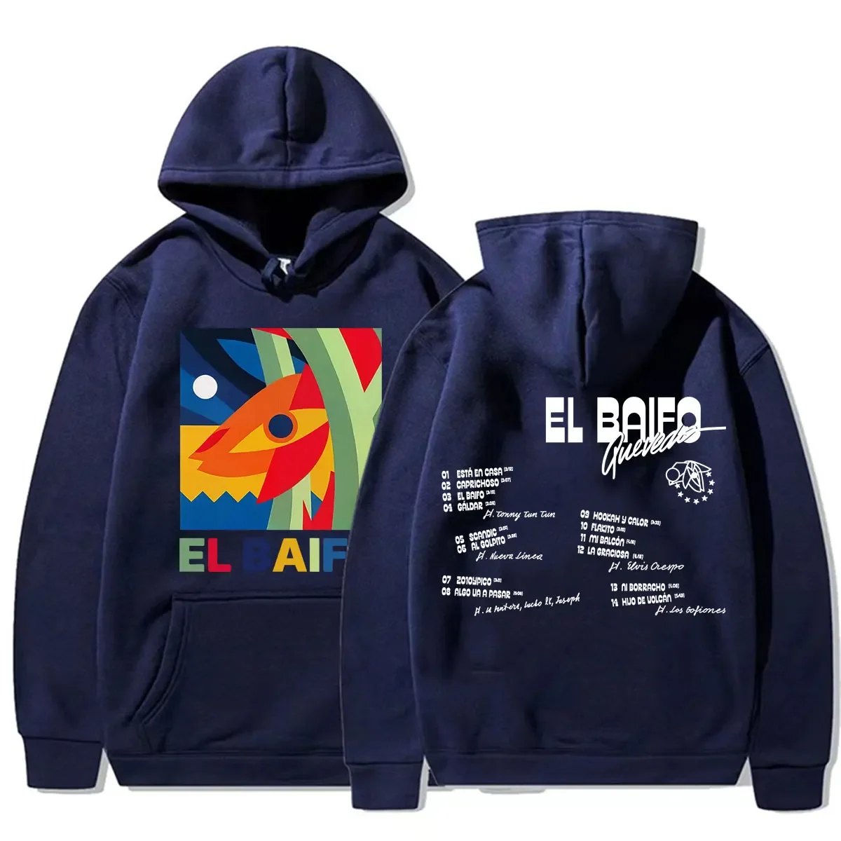 2026 Unisex Quevedo El Baifo Tour Hoodie mit beidseitigem Druck für Herren und Damen, abstrakte Kunst, Oversized Retro Streetwear Pullover-Sweatshirt – Detail 2