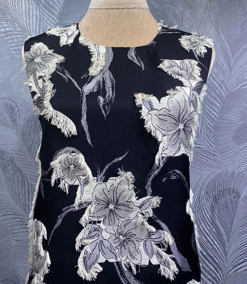 XXL Bodycon Dress 2026 Spring Designer Fashion Party Events Women Vintage Floral Prints Sleeveless Midi Black Elegant Dress