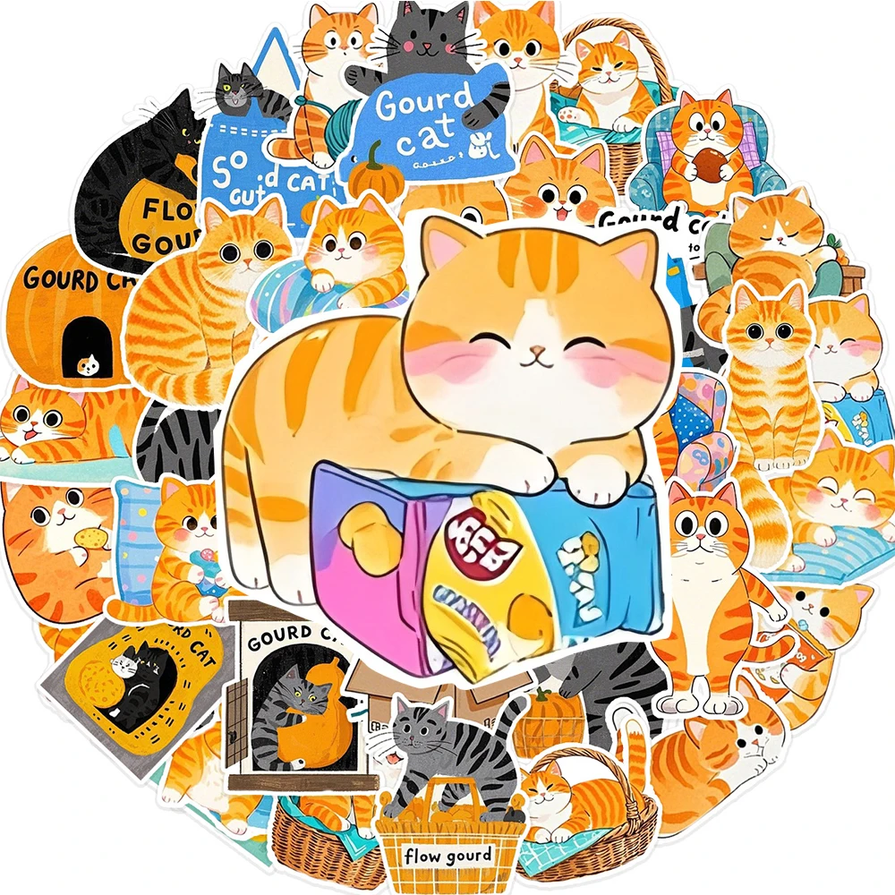 

10/30/50pcs Kawaii Cat Cartoon Funny Stickers Cute Animals Decals Toys Waterproof DIY Stationery Phone Case Laptop