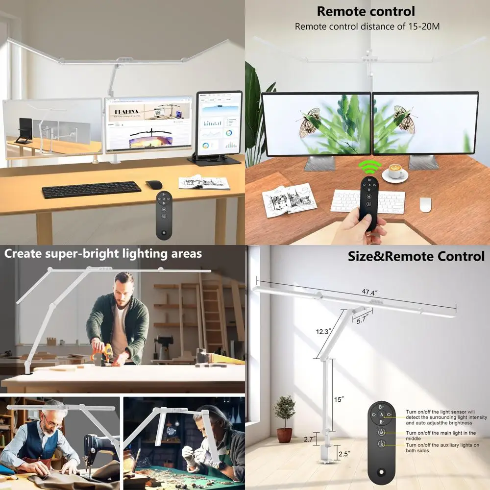 

Ultra-Bright 36W Desk Lamp with Clamp, Adjustable LED Light Bar for Home or Office, 47-Inch Monitor Light with Remote Control