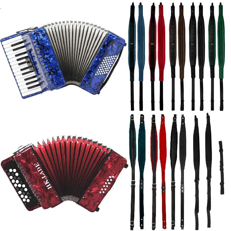 Accordion Harness Straps - Adjustable PU Leather Shoulder Belts For 16-120 Bass