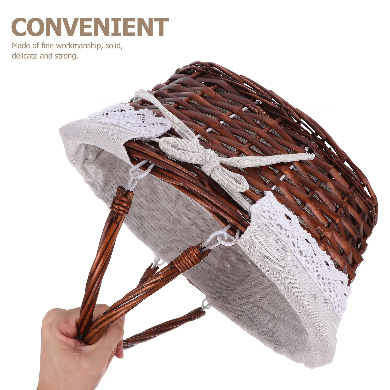 

Vintage Style Woven Picnic Handmade Rustic Storage For Fruits Vegetables Camping Outdoor Handheld Food Carrier Foldable Kitchen