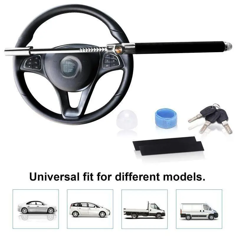 

Steering Wheel Lock For Cars Wheel Lock Vehicle Anti-theft Lock Retractable Steering Lock With Emergency Hammer Window Breaker