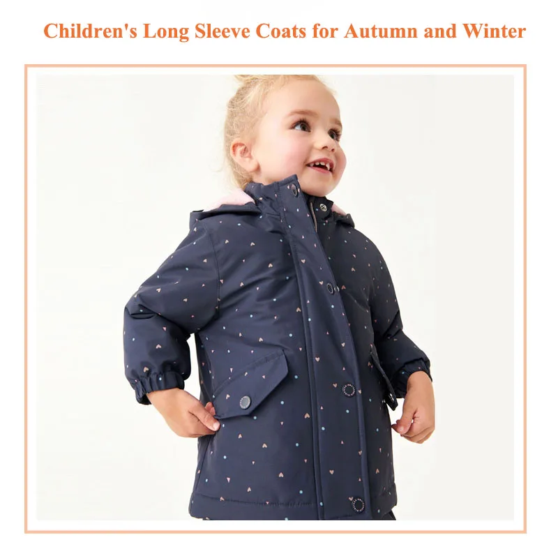 

Girls' Hooded Coat Autumn Winter Cotton Blend Clothing children sweatshirt Windproof Warm Large Pocket Coat