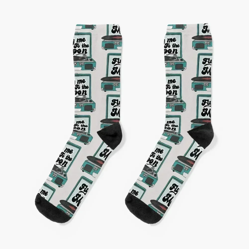 

Fly me to the moon vinyl Socks kawaii cool Toe sports cotton Socks Man Women's