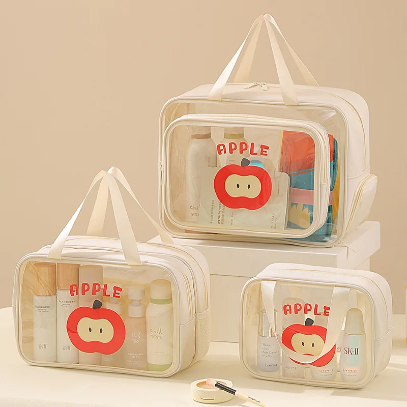 Travel Toilet Bag Women Carry Large Capacity Portable Multi-layer Cosmetic Bag Visual Bath Cosmetic Storage Bag Shoe Compartment
