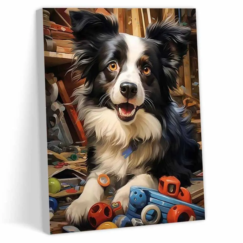 CHENISTORY Painting By Numbers Modern Kill Time Digital Oil Paintings Set Frame Dog Pet Home Decor Color Markers Canvas Painting