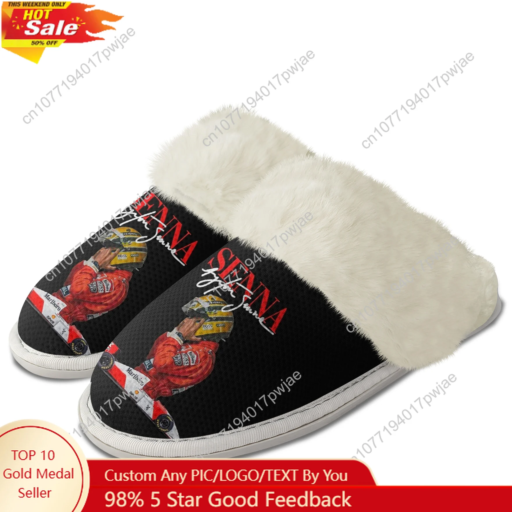 

Ayrton Senna racing graphics Plush Slippers Keep Warm Shoes Men Women Cosplay Breathable Home Cotton Thermal Lightweight Slipper