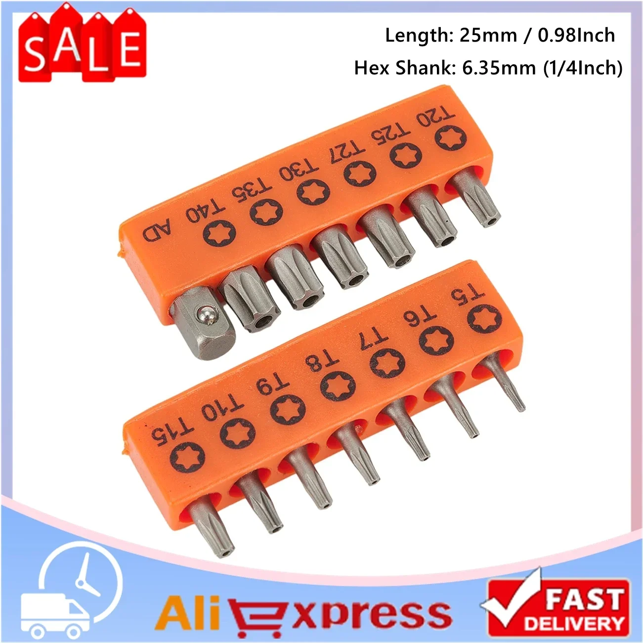 14 stks/set 25mm Torx Schroevendraaier Bits Met Gat T5-T40 Elektrische Schroevendraaier Hex Schacht Boor Voor Power Huishoudelijke handgereedschap