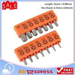 14 stks/set 25mm Torx Schroevendraaier Bits Met Gat T5-T40 Elektrische Schroevendraaier Hex Schacht Boor Voor Power Huishoudelijke handgereedschap