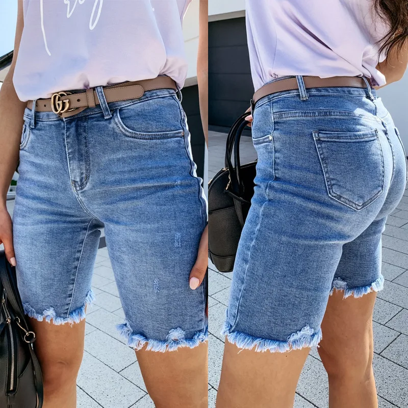 

2026 Spring/Summer New Women's Fashionable Simple Versatile Casual Tassel Stretch Jeans