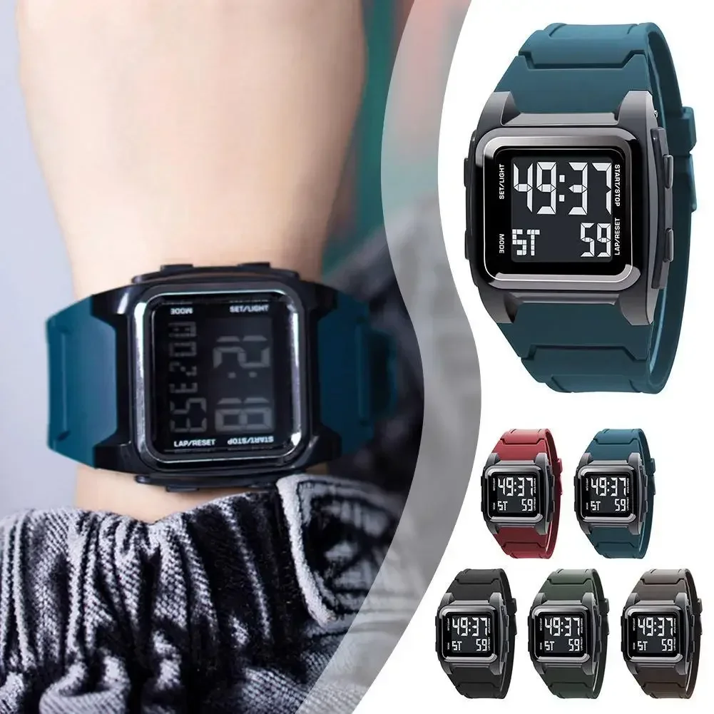 

Men's Digital Watch Waterproof Men Sport Watch Retro Multifunction Alarm Clock LED Wristwatch for Man Gifts rubber