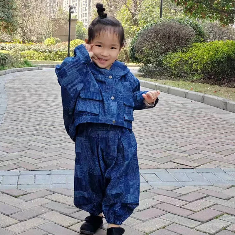 Cartoon Inn Original Design Children's Spring Autumn Jeans and denim suit Combed cotton vintage casual denim jacket