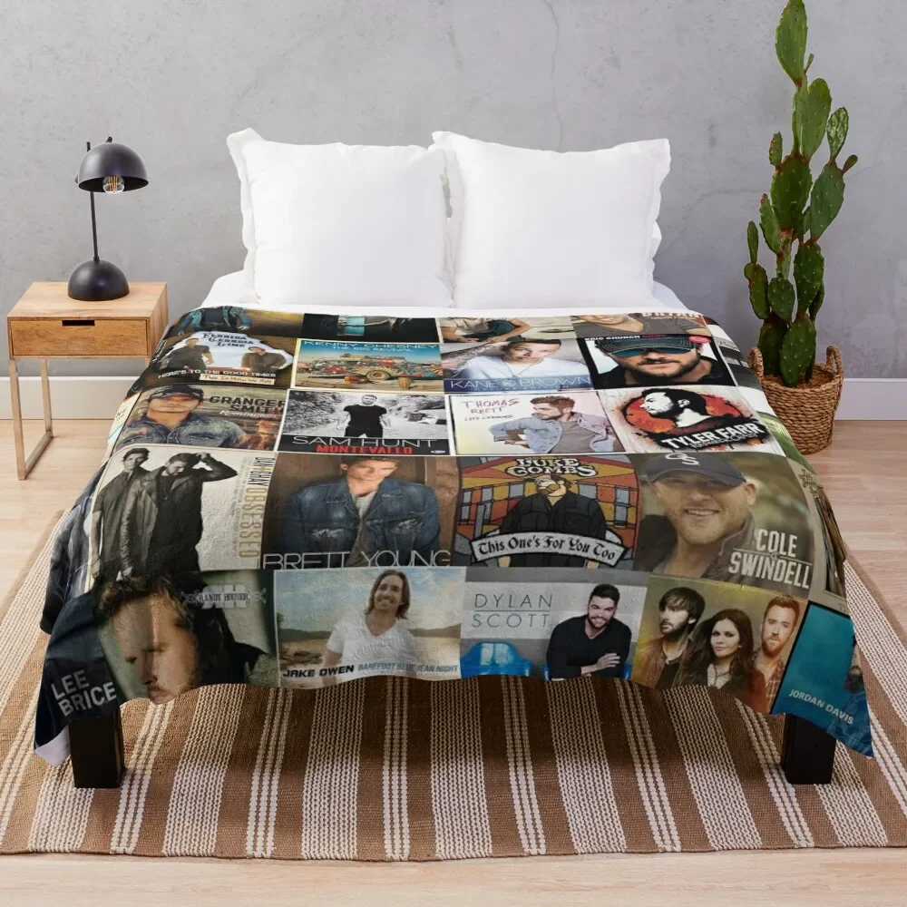 country music collage Throw Blanket Thermals For Travel Camping Luxury Thicken Blankets