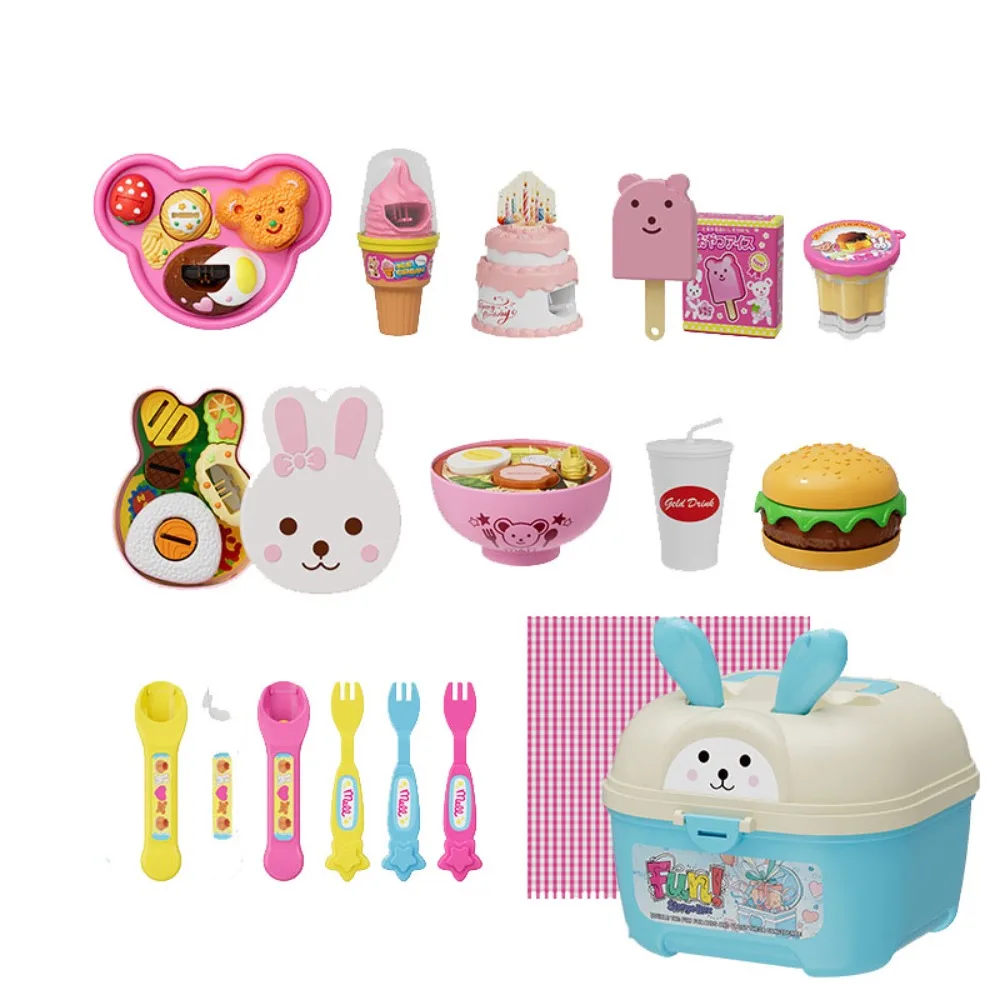 Conjunto de alimentação de pudim pequeno bearshape, modelo de simulação, lancheira para educação precoce, pudim kawaii, dramatização, brinquedos de casa
