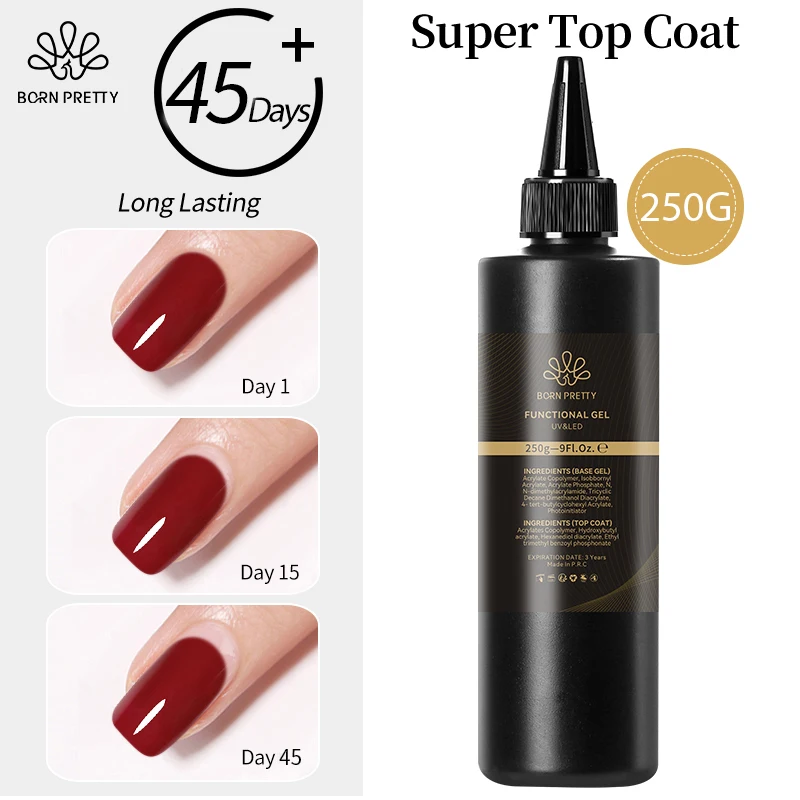 BORN PRETTY 250g Super Top Coat Professional Nail Art Soak Off Matte Top Coat Base gel Without Sticky Layer Gel for Manicure