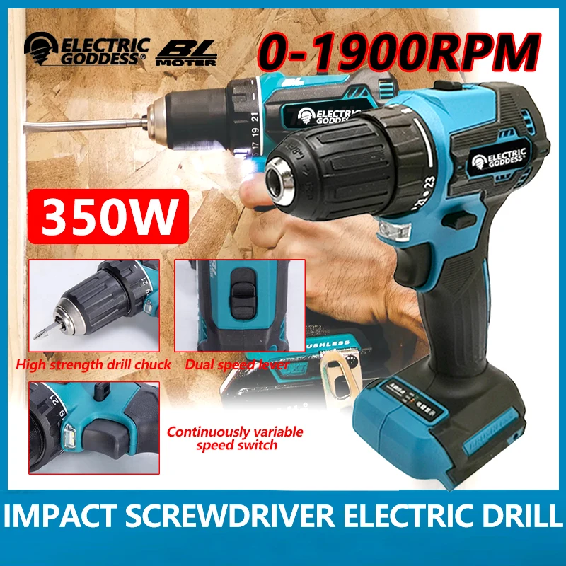 

Electric Goddess DDF485 Brushless Electric Drill Cordless Screwdriver Lithium Battery Charging Hand Drill For 18V Battery Makita