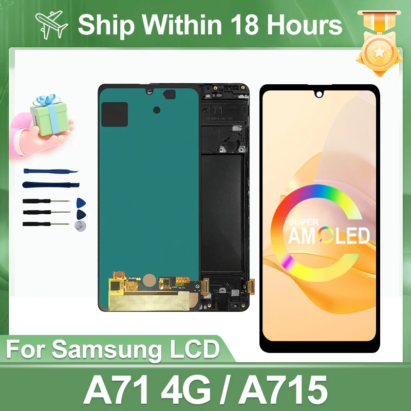 For Samsung Galaxy A71 LCD Display  A715F With Touch Screen Digitizer Assembly SM-A715F/DS SM-A715F/DSN A715W LCD Replacement