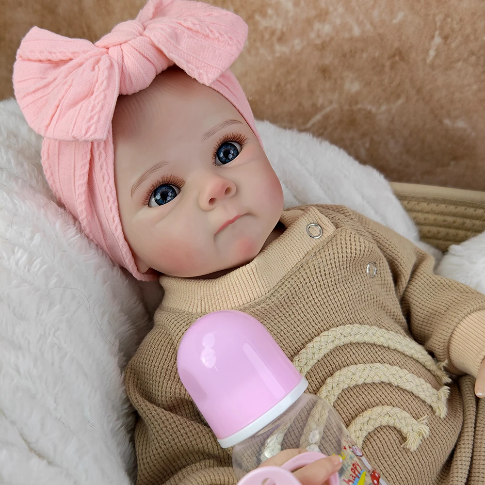 Muñeca Reborn realista de 46cm con acabado como bebé Real, muñeca artística hecha a mano, piel pintada en 3D con venas visibles, extremidades de vinilo