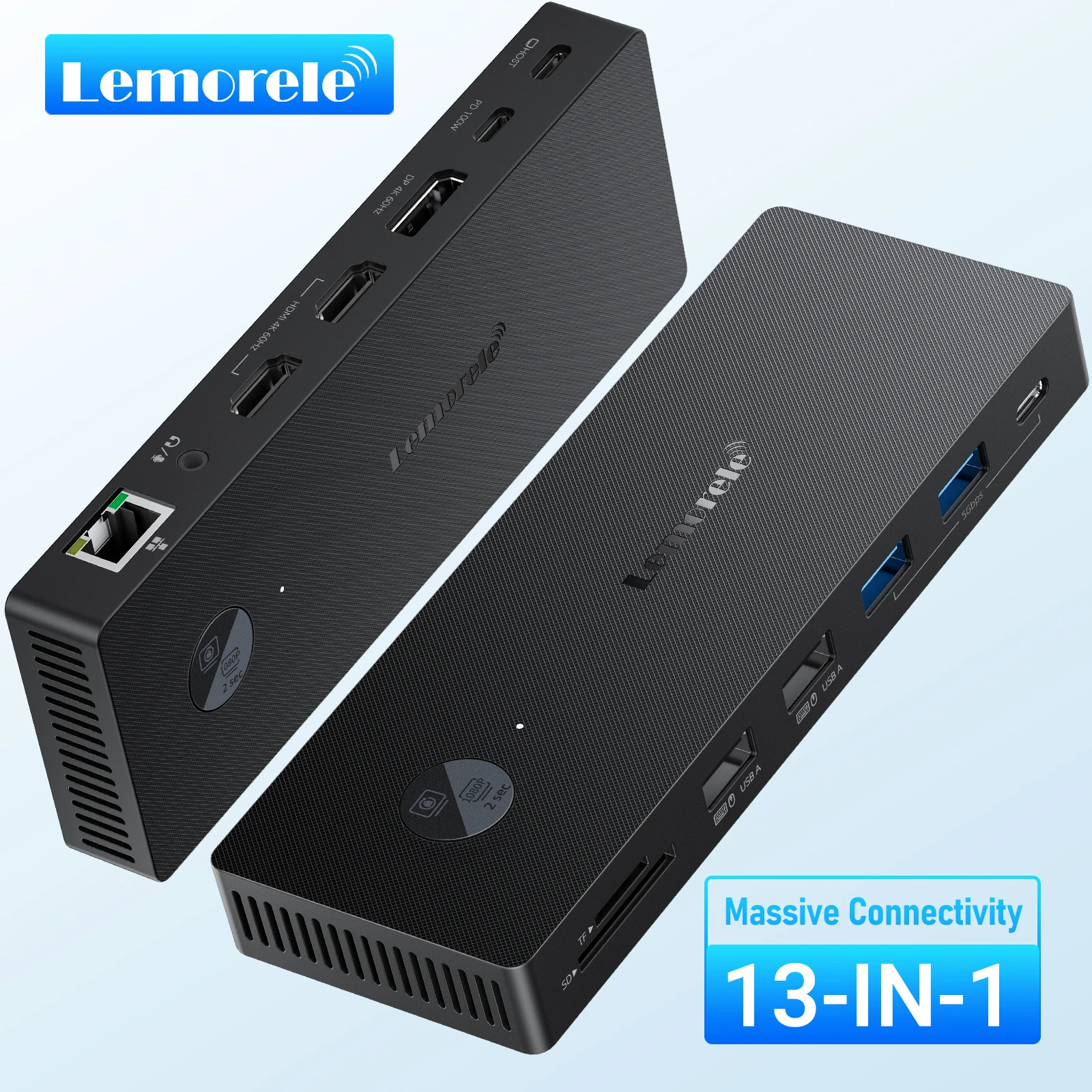 Lemorele 13 in 1 USB HUB HDMI DP 4K@60Hz Adapter RJ45 10Gbps Splitter Type C HUB 3.0 PD 100W Charger Docking Station for Laptop
