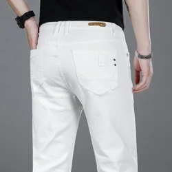 New Fashion Slim Men's Clothing Jeans Straight Classic Casual Style White Stretch Soft Trousers Brand Male Denim Trousers