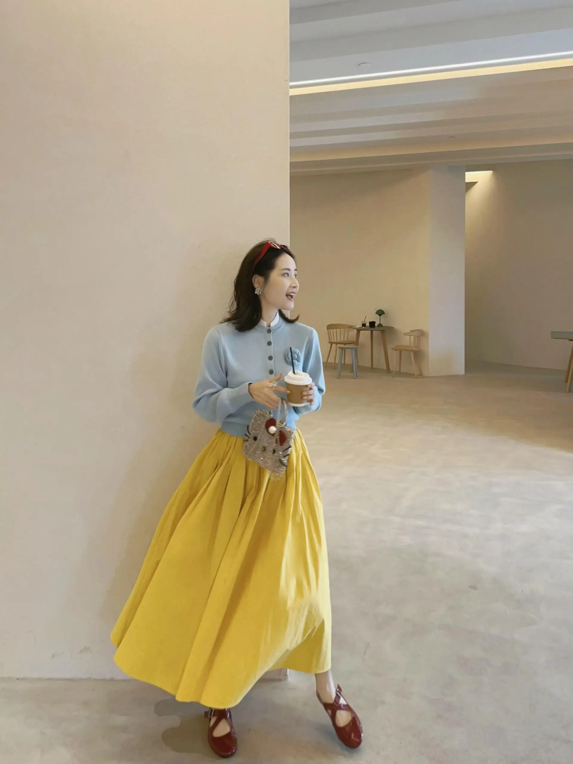 High Quality Yellow Puffy Skirt Half-length A-line Spring Autumn New Style Casual Versatile Women's Mid-length Skirt