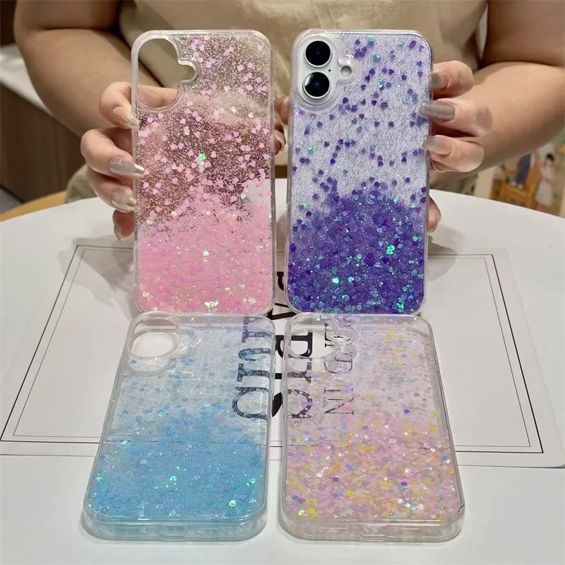 الفاخرة بريق الترتر بالتنقيط الغراء شفافة جراب هاتف آيفون 12 13 14 15 16 برو ماكس زائد 11 للصدمات قذيفة