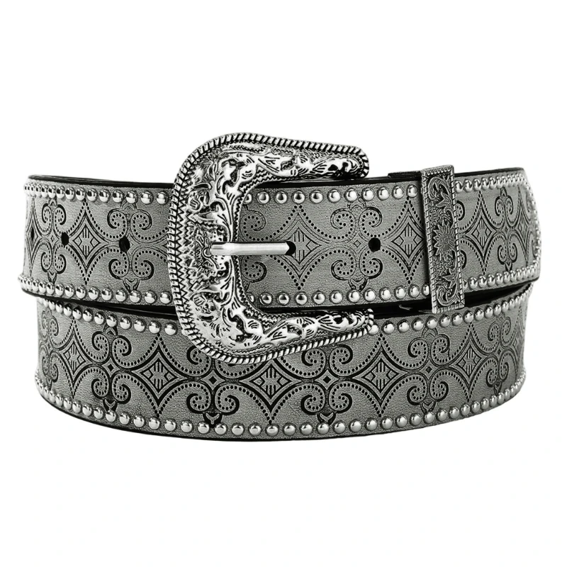 DXAE Engraved Pin Closure Belt with Embossed Strap for Outfit Accent