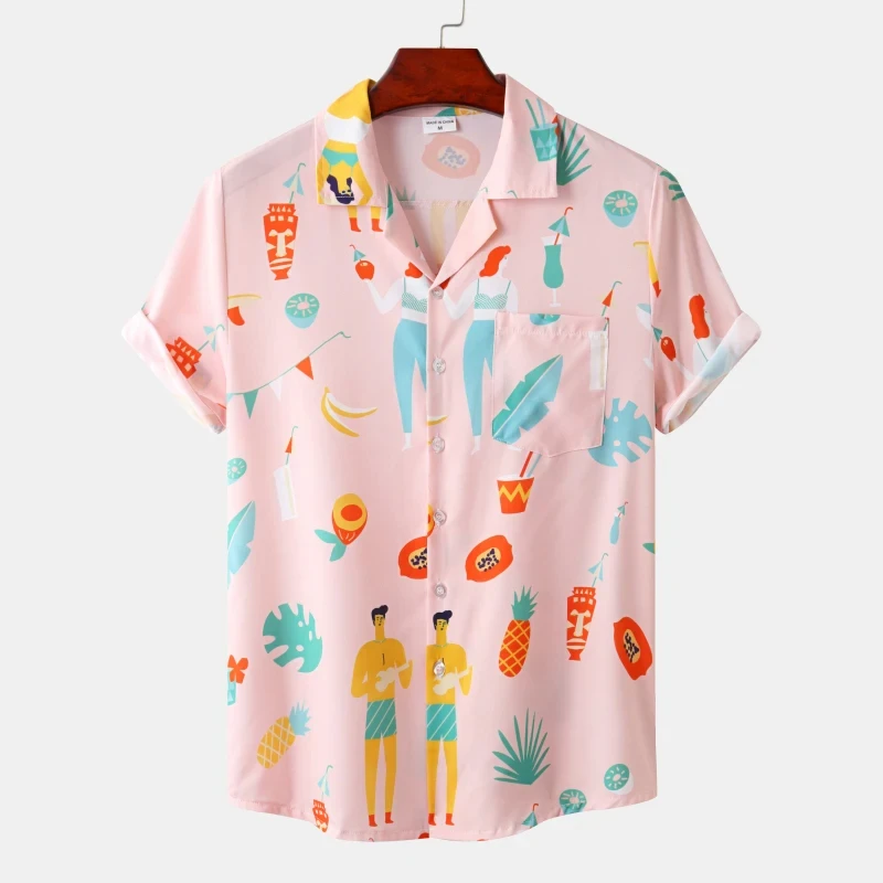 

Summer Rainbow Men's Vocation Lapel Hawaiian Shirts Camisa 3d Print Fashion Men Women Short-sleeved Beach Shirts Blouse Tops