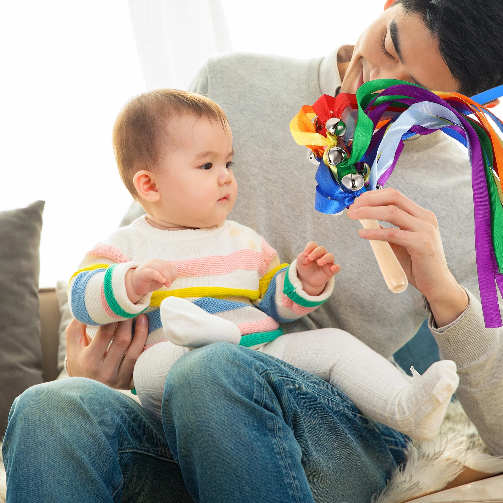 

Rainbow Ribbon Stick Kids Gym Equipment Athletic Dance Ribbons Twirling Wands Spiral Streamer Outdoor Toys Fitness