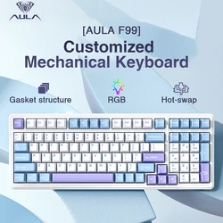 AULA-Teclado mecánico F99 con Bluetooth 5,0/2,4G, teclado inalámbrico/con cable para juegos, 99 teclas personalizables